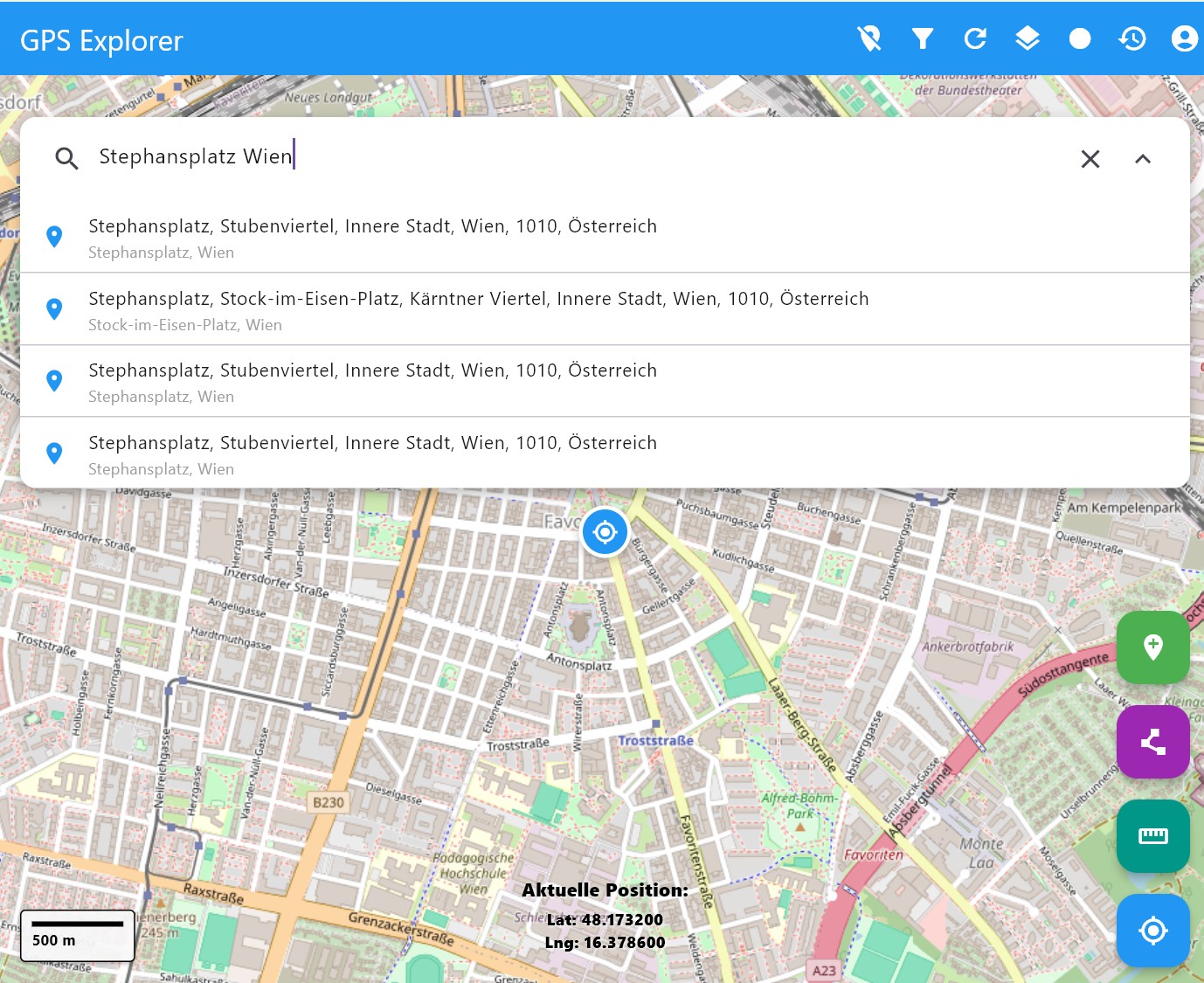 GPS Explorer intelligente Straßensuche mit OpenStreetMap Nominatim API Integration
